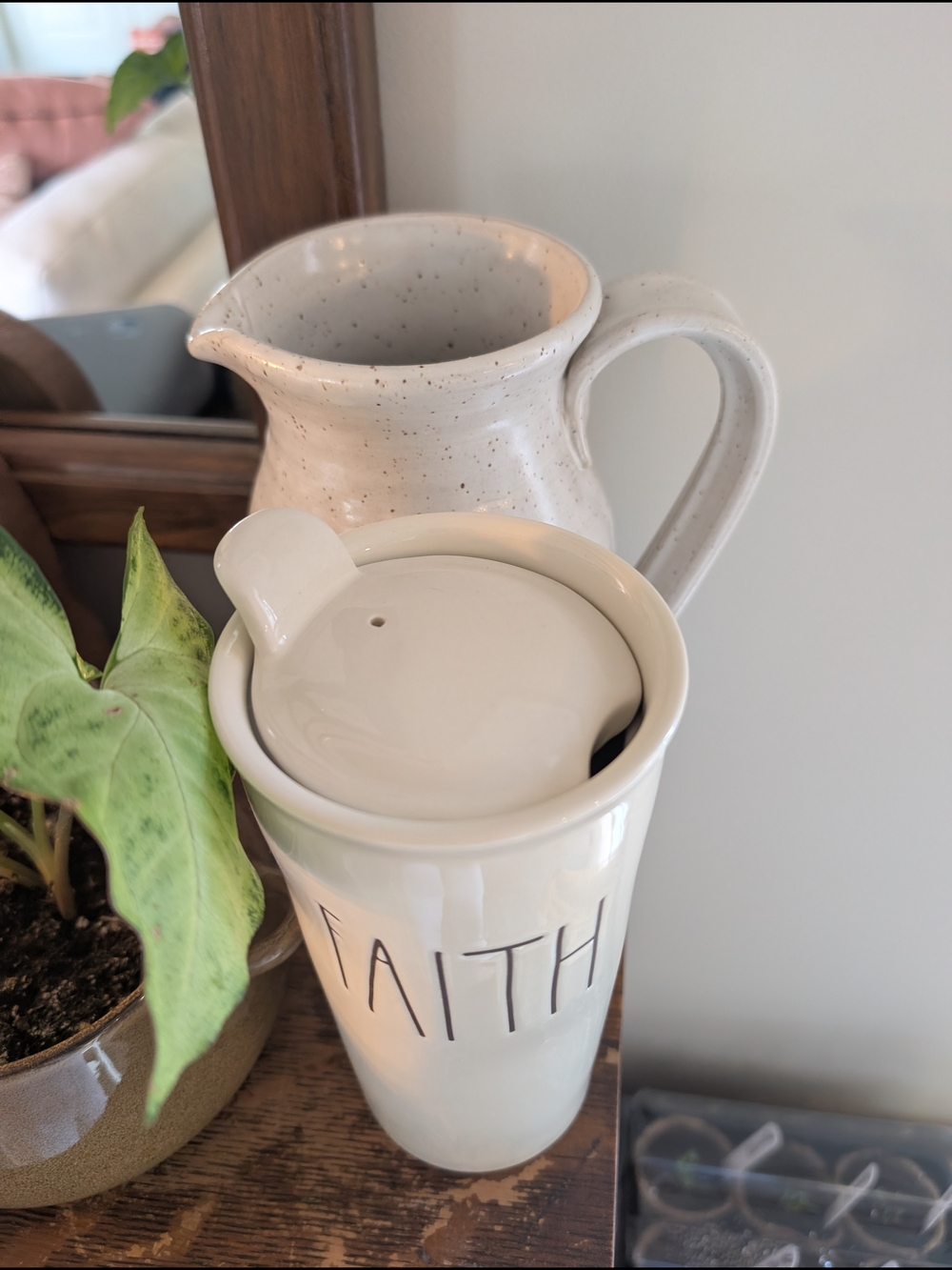 Rae Dunn Cream FAITH Travel Mug